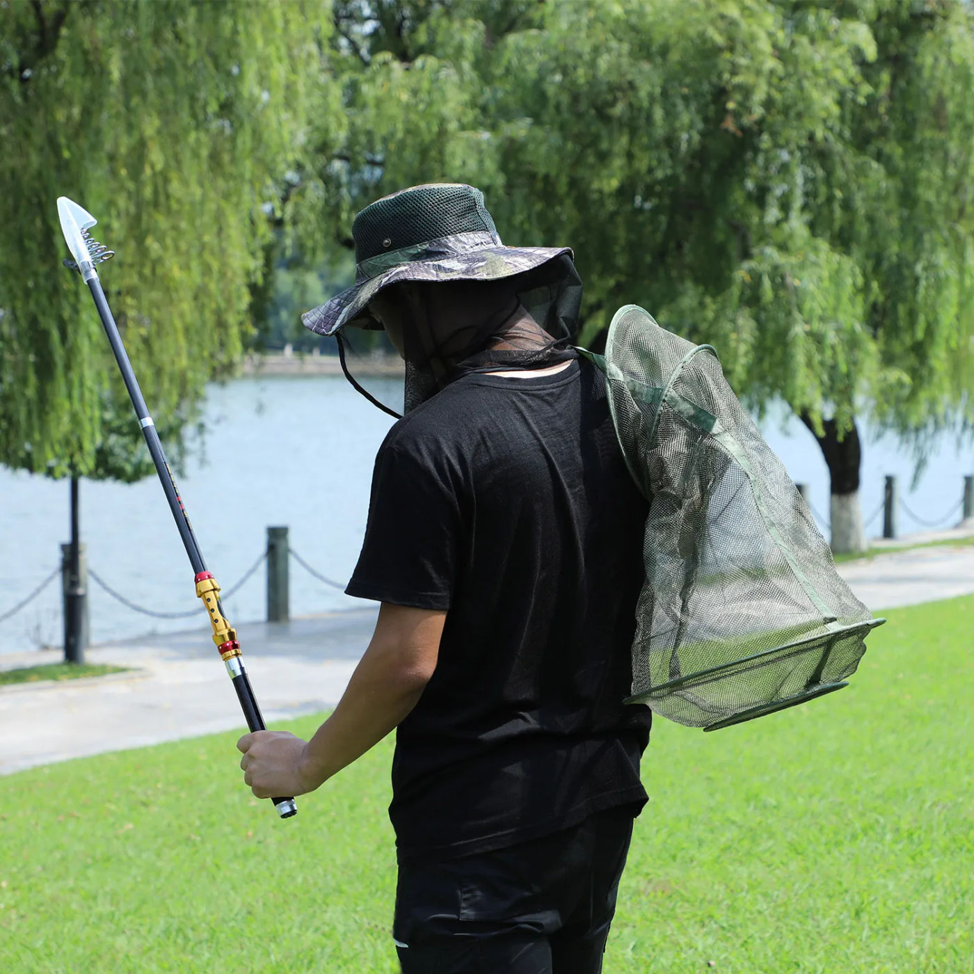Description Picture 4 of itemSougayilang 4 Size Portable Fishing Net 3 Layer Round Folding Mesh Fish 25cm 35cm 42cm 50cm Cheap Fishing Net