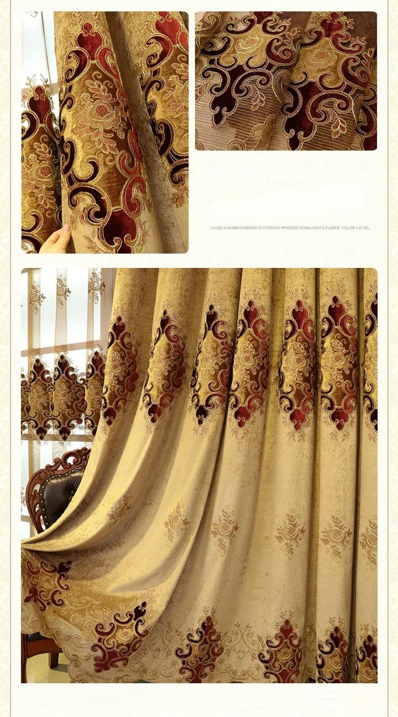 Description Picture 5 of itemCurtains for Living Room New Embroidery Valance European Style Villa Blinds Drapes Window Door Curtains for Dining Room Bedroom
