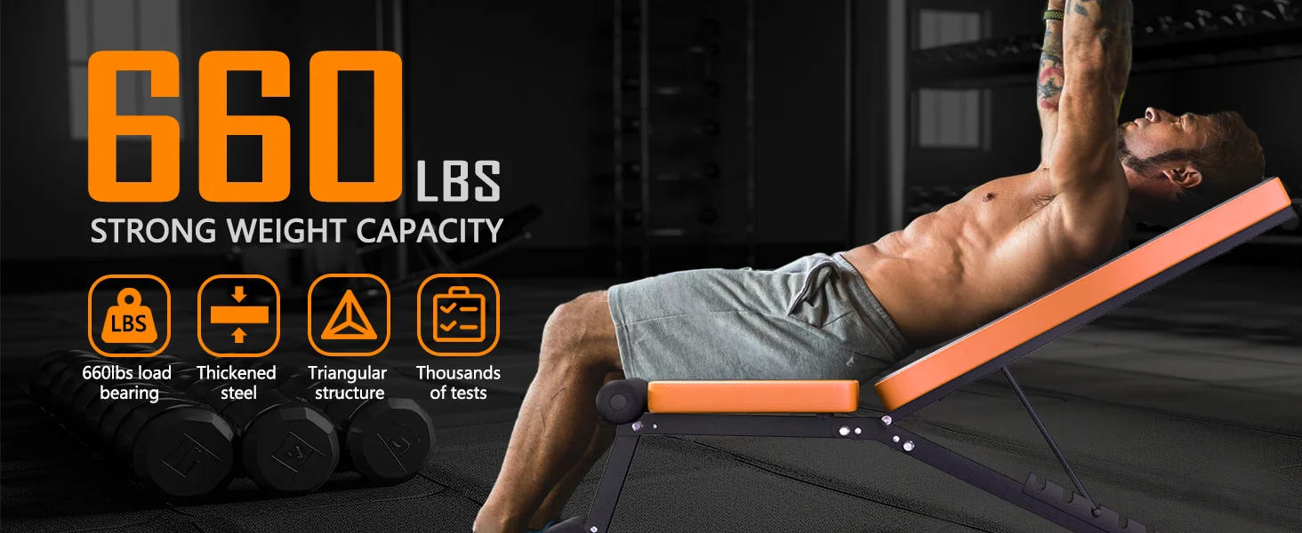 Description Picture 3 of itemAdjustable Weight Bench for Home Gym Foldable Workout Bench Press 880LB Incline Sit Up Bench for Full Body Workout wit