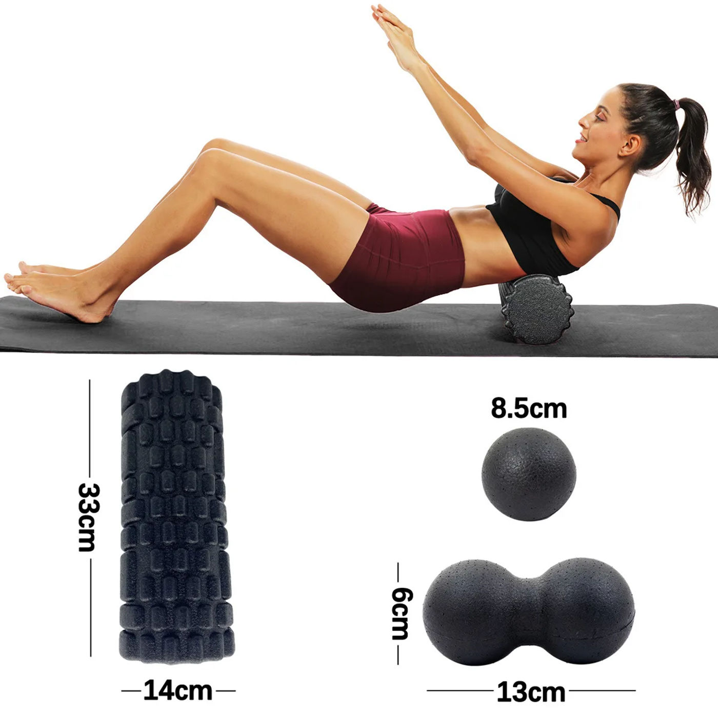 Description Picture 3 of item3Pcs Yoga Roller Massage Peanut Ball Set EPP Fitness Foam Column For Back Pain Legs Hip Deep Tissue Stretching Gym Muscle Relax