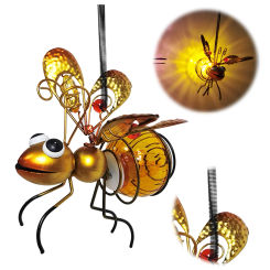 Solar Powered Hanging Bug Light Metal Hanging Flying Insects Lamp Garden Bug Light Ornament for Backyard Balcony Porch