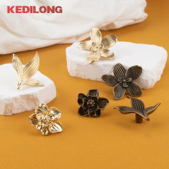 European Light Luxury Flower Zinc Alloy Drawer Gold  Knob Furniture Hardware Kitchen Cabinet Vintage Yellow Bronze Pull Handle