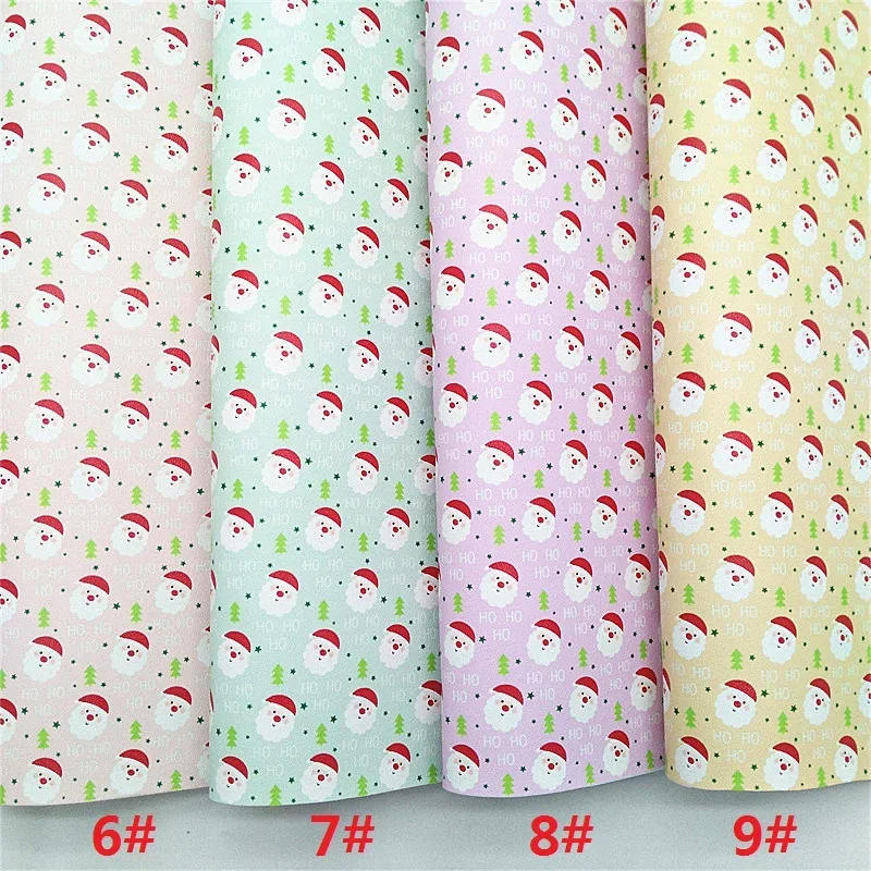 Description Picture 3 of itemChristmas Santa Claus Printed Synthetic Leather Sheets Felt Back Smooth Faux Leather Fabric For Earrings bag Bows DIY GM070C