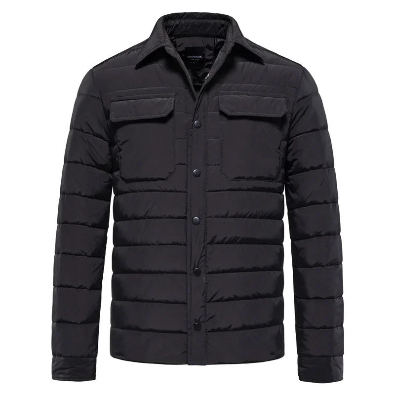 Description Picture 4 of itemNew Warm Thick Winter Jacket Men Double Pocket Turn Collar Coat For Men Casual Business Winter Parkas Men