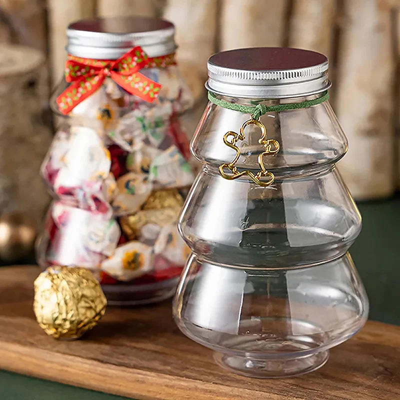 Description Picture 4 of item500ML Christmas Tree Snowman Sweet Jar Candy Cookie Storage Box Juice Chocolate Gift Packing DIY Container New Year Decor Bottle