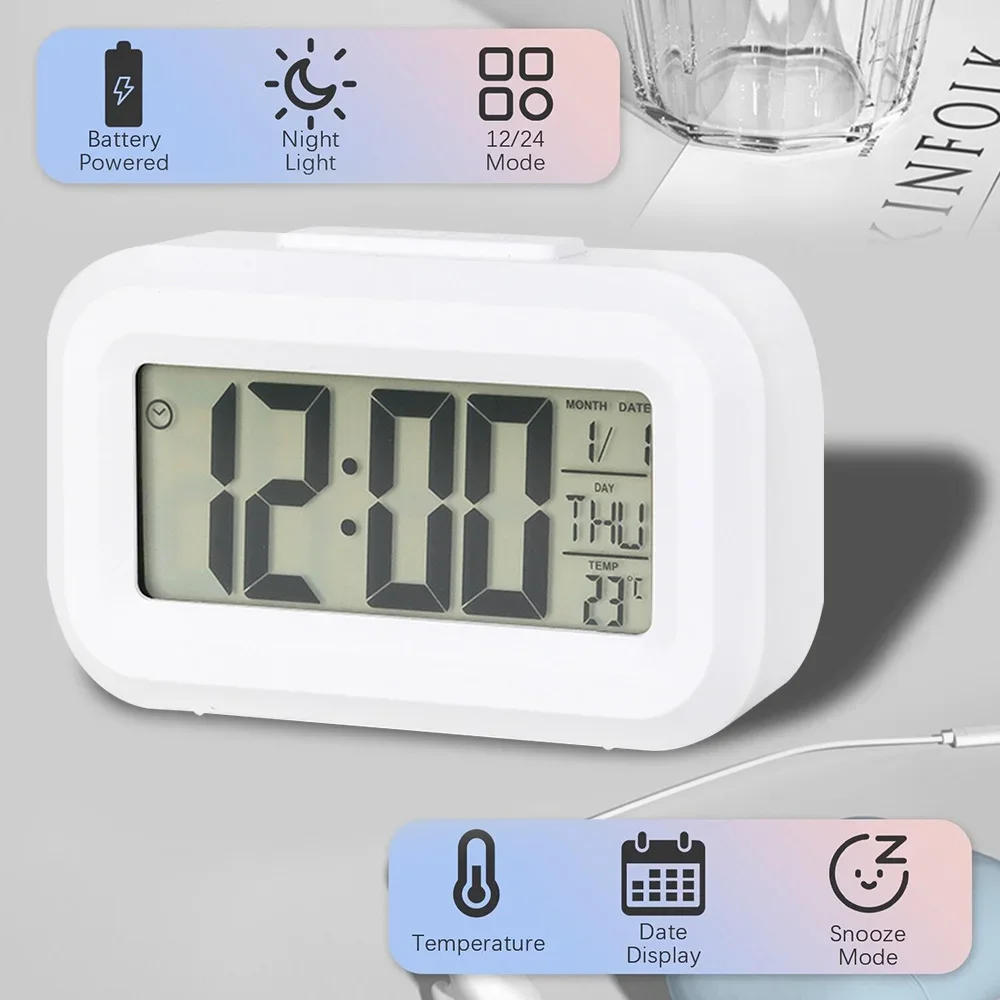 Description Picture 6 of itemLED Digital Alarm Clock Children's Bedroom Clock for Room Bedside Table Suitable for Home Offices Kids Clocks Decor Garden