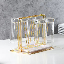 Kitchen Luxury Gold Cup Drying Rack Stand Iron Cup Drainer Holder Tree for Coffee Mug Glasses for Countertop Storage