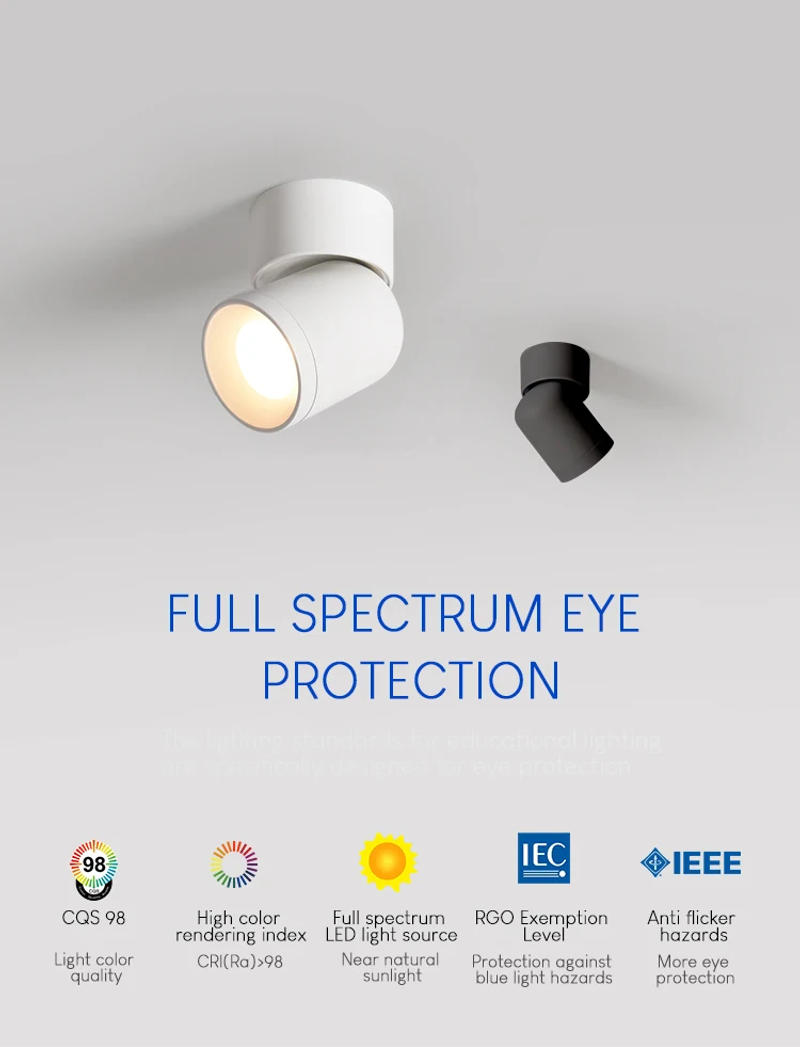 Description Picture 2 of itemJoollySun LED Spotlight Rotating Down Light Surface Mounted Spot Light for Home Decor Living Room Bedroom Indoor Cylinder Light