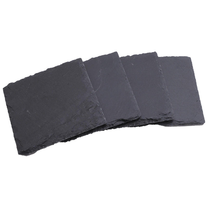Description Picture 4 of itemSlate Drink Coaster with Anti-Scratch Bottom Rustic Black Stone Coasters Bulk for Kitchen Drink Coffee Bar Home Engraving