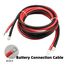 Battery Inverter Cable Set with Terminals 8/6/4/2AWG Stranded Copper Cord Solar Power Connection Wire with Lug