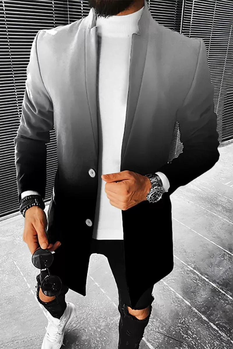 Description Picture 5 of item2024 European and American Spring and Autumn New Men's Woolen Standing Collar Mid length Coat Popular