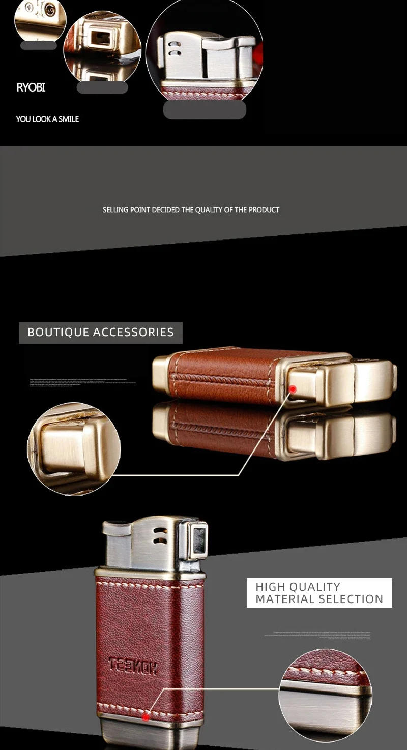 Description Picture 4 of itemHonest Gas Lighter Pipe Lighter Oblique Fire Metal Butane Gas Cigarette Lighters Refilled Smoking Accessories