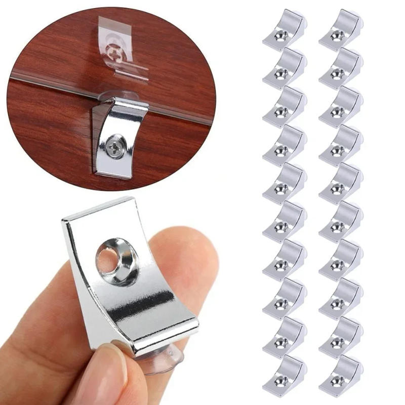 Description Picture 2 of item20Pcs Right Angle Glass Shelf Suction Cup Fixing Support Clip Bracket Clamp Holder For Board Cabinets Wardrobes Furniture