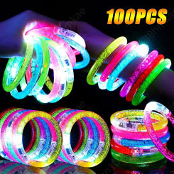 100PCS Halloween Luminous Bracelets Bubble Glow-in-the-dark Bracelets Party Music Festival Atmosphere Gifts Party Party Supplies