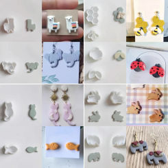 Cute Animals Mini Polymer Clay Molds  Elephant/Alpaca/Rabbit/Fish/Cat/Bee/Insect Shape Earrings Cutting Molds Hand Tools For DIY