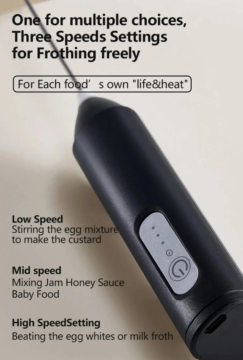 Description Picture 6 of itemXiaomi Electric Wireless Milk Frothers Blender Handheld Mini USB Rechargable 3 Speeds Coffee Mixer  For Coffee Cappuccino Cream