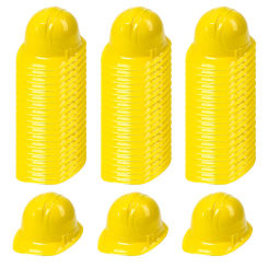 10-80pcs Yellow Plastic Worker's Hat Safety Helmet Kid Engineering Construction Theme Birthday Party Decor Supplies Cosplay Prop