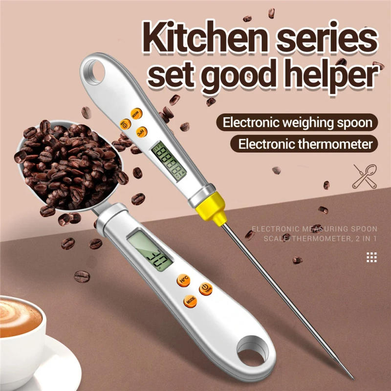 Description Picture 4 of item2in1 Electronic Kitchen Scale LCD Digital Measuring Food Flour Digital Spoon Scale Mini For Food Thermometer Scale Kitchen Tool