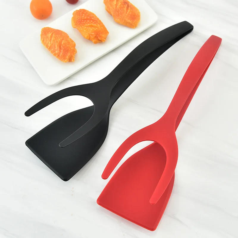 Description Picture 6 of item2 In 1 Shovel Clip Eggs Steak Tongs Silicone Spatula Cooking Non-stick Food Tongs Omelette Turners Kitchen Gadgets Toast Pancake
