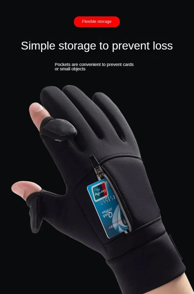 Description Picture 6 of itemWinter Fishing Gloves 2 Finger Flip Waterproof Winter Warmer Gloves Windproof  Men Women Wind Protection Fishing Angling Gloves