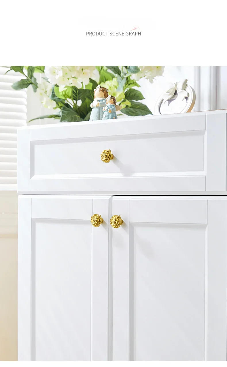 Description Picture 4 of itemSolid Brass Personality Creative Roses Cabinet Door Handle Golden Modern Light Luxury Nordic Drawer Door Handle