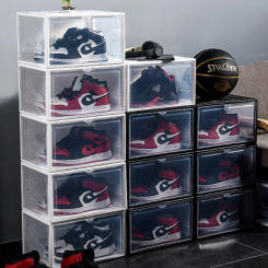 Transparent Sneaker Box Acrylic Shoes Case Stackable Cabinet Storage Box Thickened High-top Dustproof Drawer Shoes Organizers
