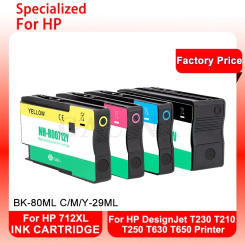 712 712XL Compatible Ink Cartridge With Stable Chip For HP DesignJet T230 T210 T250 T630 T650 Printer Replacement With Ink