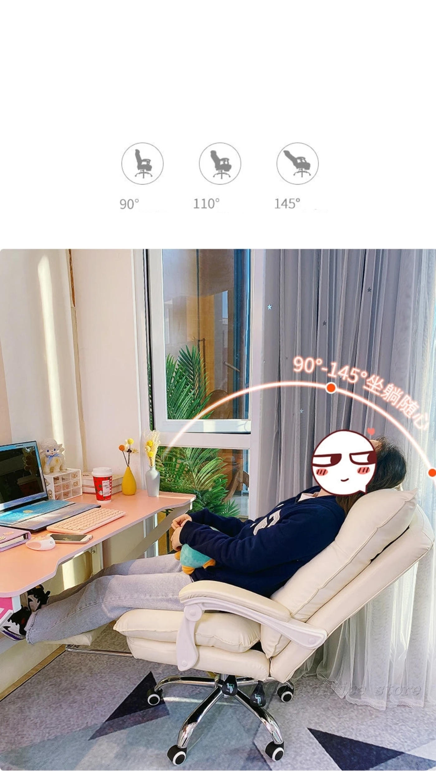 Description Picture 5 of itemGaming Chair Comfortable Soft Sofa Chair Bedroom Gamer Live Computer Chair Student Leather Office Chair Pink Ergonomic Chair