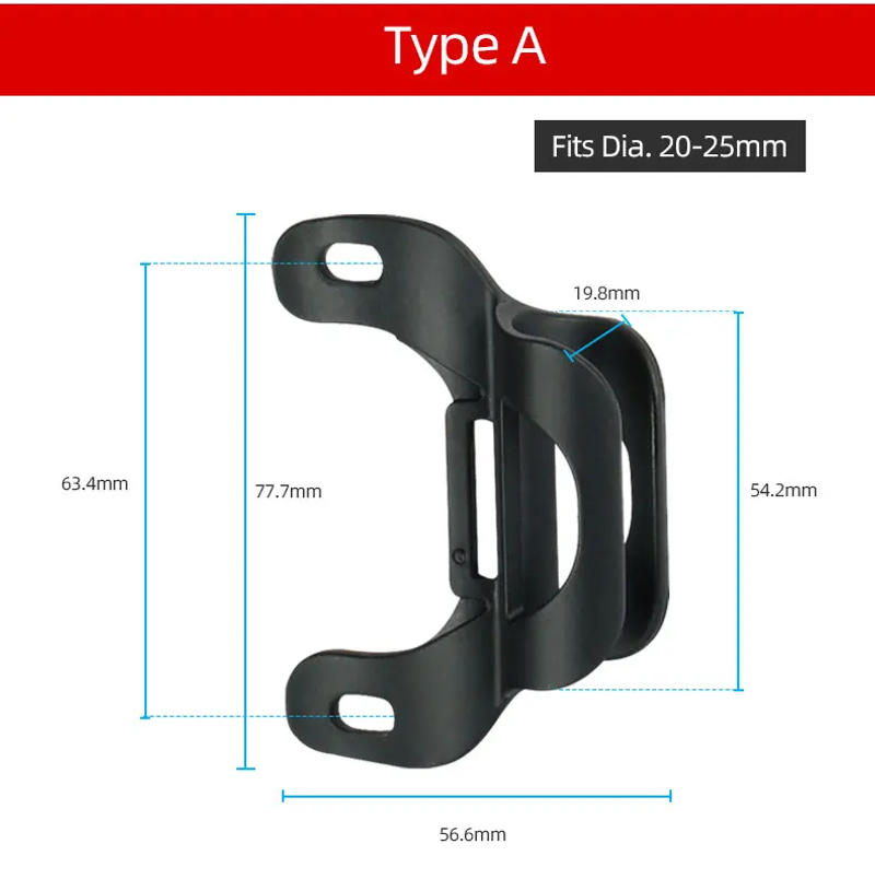 Description Picture 3 of itemBicycle Pump Bracket Holder W Hook Loop Strap Fixation Bike Inflator Stand Rack 20-28mm Dia. Pump Fits