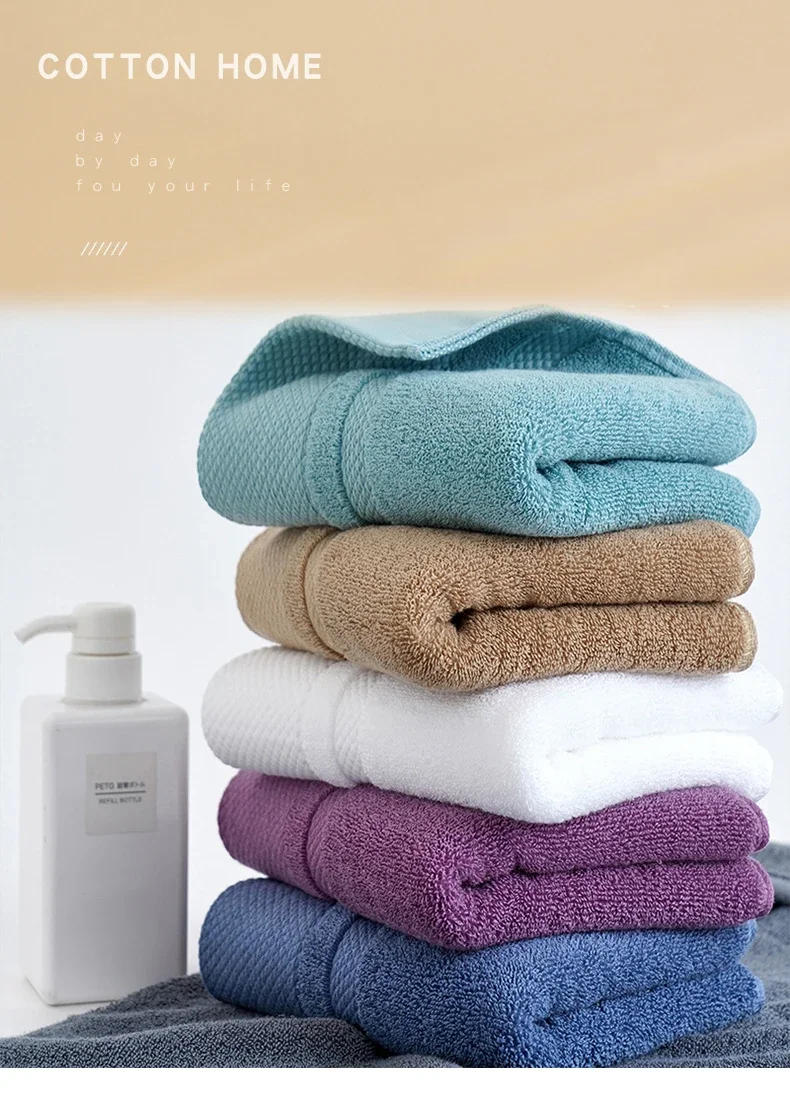 Description Picture 2 of item1PC Face Towel Absorbent Pure Cotton Hand Wash Face Hair Cleaning Quick Drying Household Soft Adult Towels 35x75CM