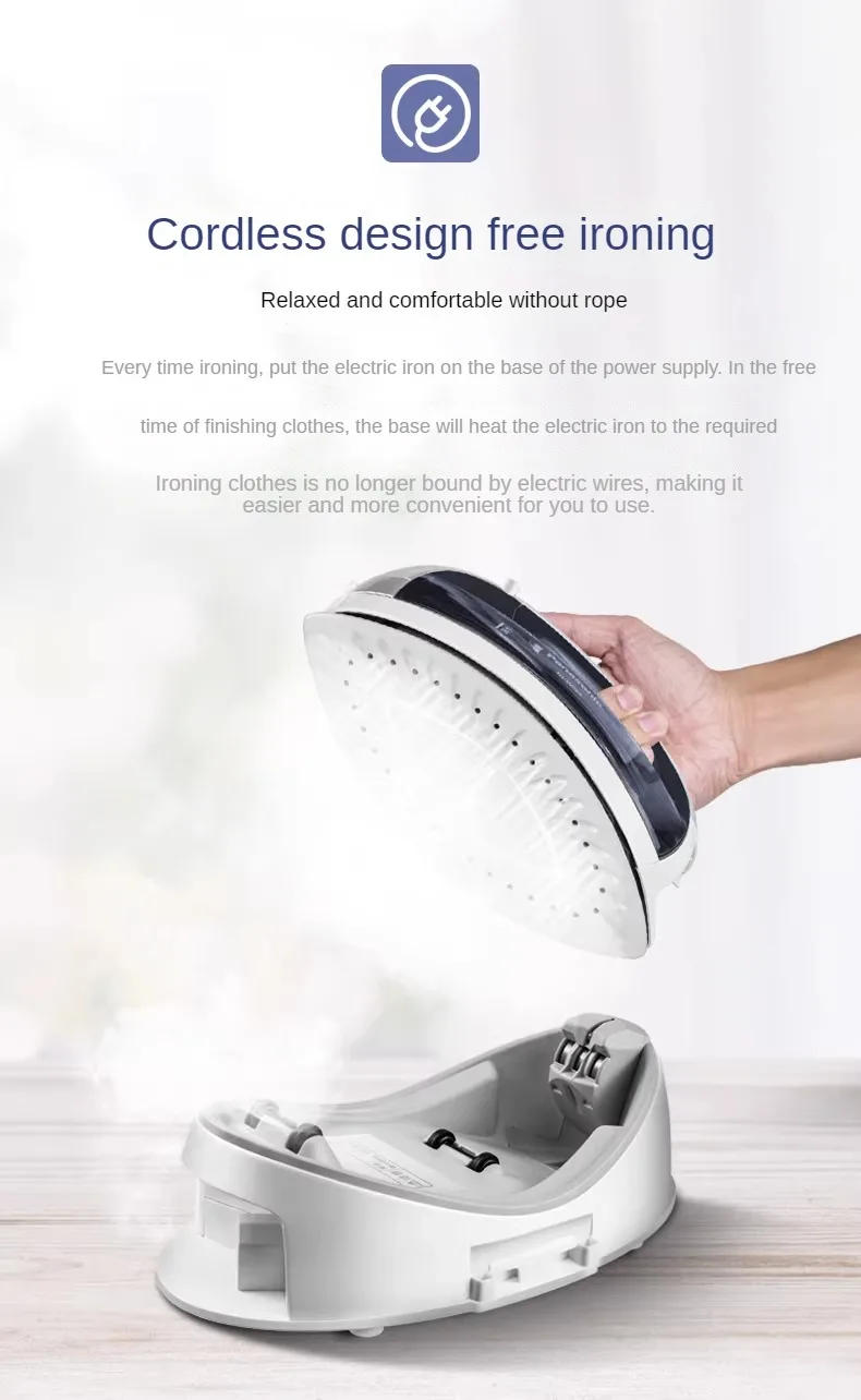 Description Picture 5 of itemSteam and Dry Iron Household Hanging Ironing Machine Handheld Dual-Use Small Cordless Electric Iron Wet and Dry Dual-Use