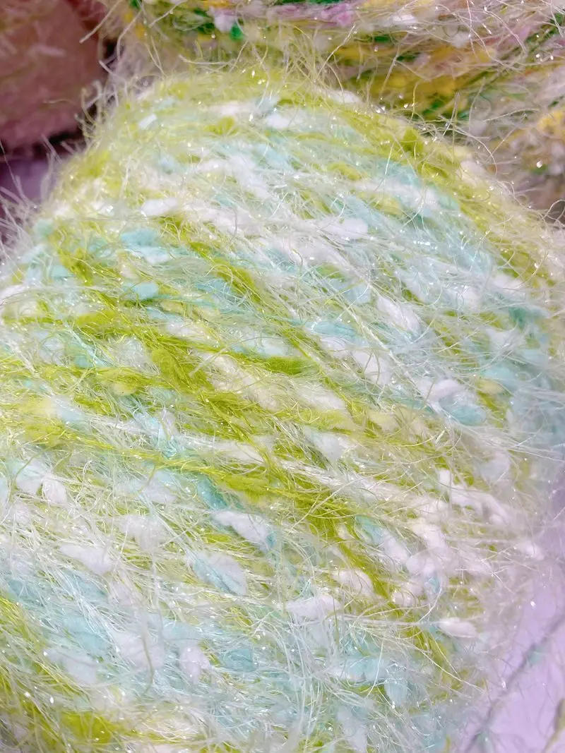 Description Picture 6 of item250g Mixed Color Yarn Wool thread Feather Bean Wiring Shiny Decorative Wool Scarf Shawl Coat Bag Wool Crochet Knitting Wool Yarn