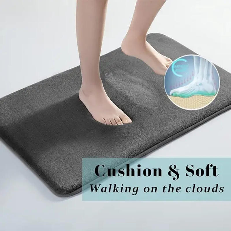 Description Picture 4 of itemSolid Color Coral Velvet Floor Mat Bathroom Bathroom Doorway Absorbent Non-slip Thickened Cozy Carpet