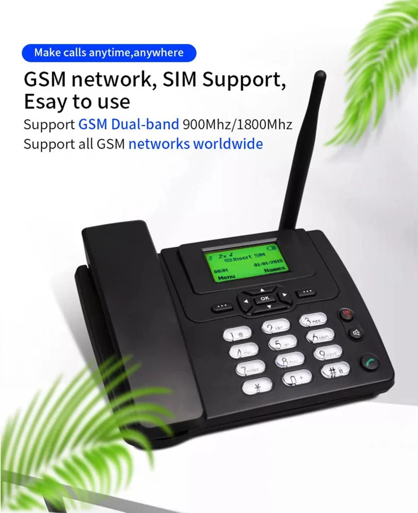 Description Picture 4 of item1 Set 4G Cordless Phones With Dual GSM SIM Card SD Card MP3 Wireless Fixed Phone Desktop Telephone for Office Home