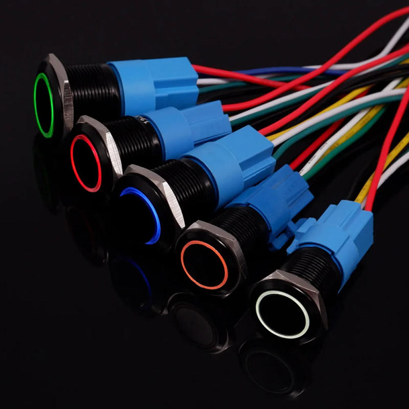 Description Picture 6 of item5PCS Black Push Button Switch 16/19/22mm Waterproof Led Lamp Metal Car Start Stop Buttons Self-reset Latching With Socket 5V 12V