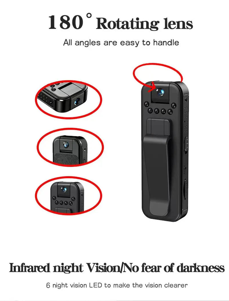 Description Picture 3 of itemJOZUZE L7 HD 1080P Mini Camera Portable Small Digital Video Recorder Police BodyCam Infrared Night Vision Miniature Camcorder