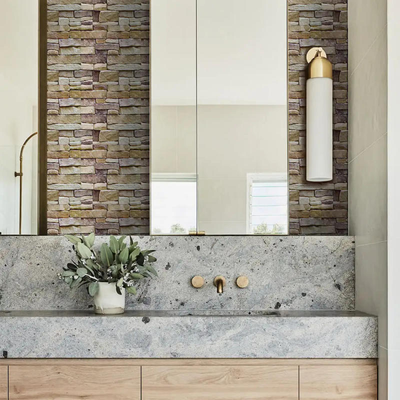 Description Picture 4 of item1/10pcs 3D Tile Sticker Self-adhesive Faux Stone Wall Panel Peel and Stick Kitchen Tile Backsplash Bathroom Wall Tile Sticker