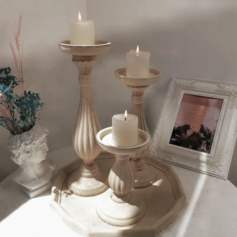 Description Picture 5 of itemVintage Wedding Table Decoration Modern Christmas Wood Candlesticks for Candles & Holders Home Decor Candle Holder Centerpiece