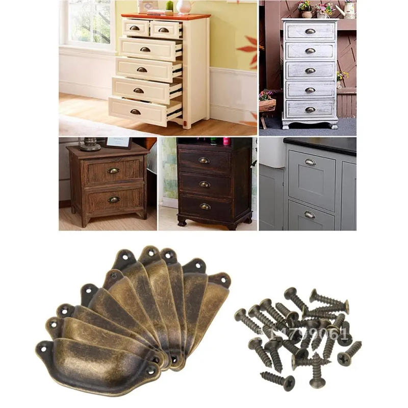 Description Picture 5 of item10pcs Set of Antique Cupboard Cabinet Cup Furniture Dresser Shell Pull Handles
