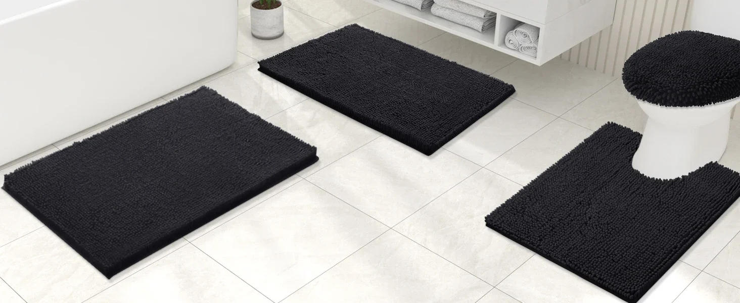 Description Picture 2 of itemToilet Rug U-Shaped Super Absorbent Chenille Bathroom Mats Non-Slip Backing Machine Washable For Bathrooms Floor Decoration