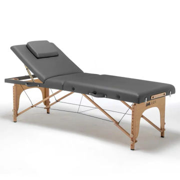 Tri-Fold Portable Fashion Salon Furniture Leather PVC Wooden Tattoo Beauty Nail Spa Massage Bed Table With Facial Patio Pillow