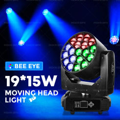 MOKA Bee Eye 19x15w LED Zoom Wash Moving Head Light Pro Stage Event Club Theater Lighting RGBW 4 In 1