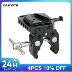 CAMVATE V-Lock Female Quick Release Mount Adapter + Multipurpose Super Crab Clamp For DSLR Camera Battery Photographic Devices