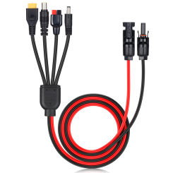 4 in 1 Solar Panel Connector Extension Cable Splitter 12AWG Power Cord Adapter Power Plug For XT60/DC5521/DC7909 Charging Cable
