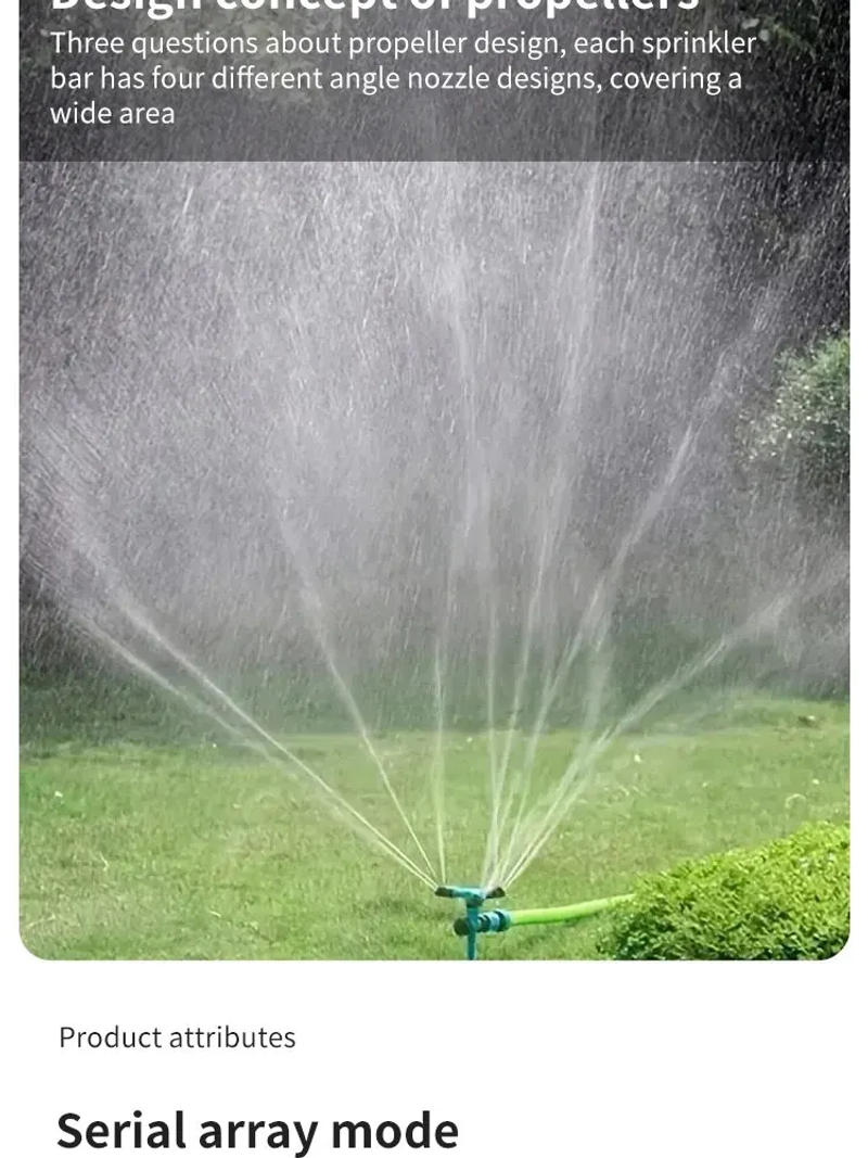 Description Picture 3 of item1pc Garden Sprinkler,Rotating Lawn Sprinkler For Yard 360-DegreeAutomatic Rotating Three-Fork Sprinkler Head Lrrigation RotarySp