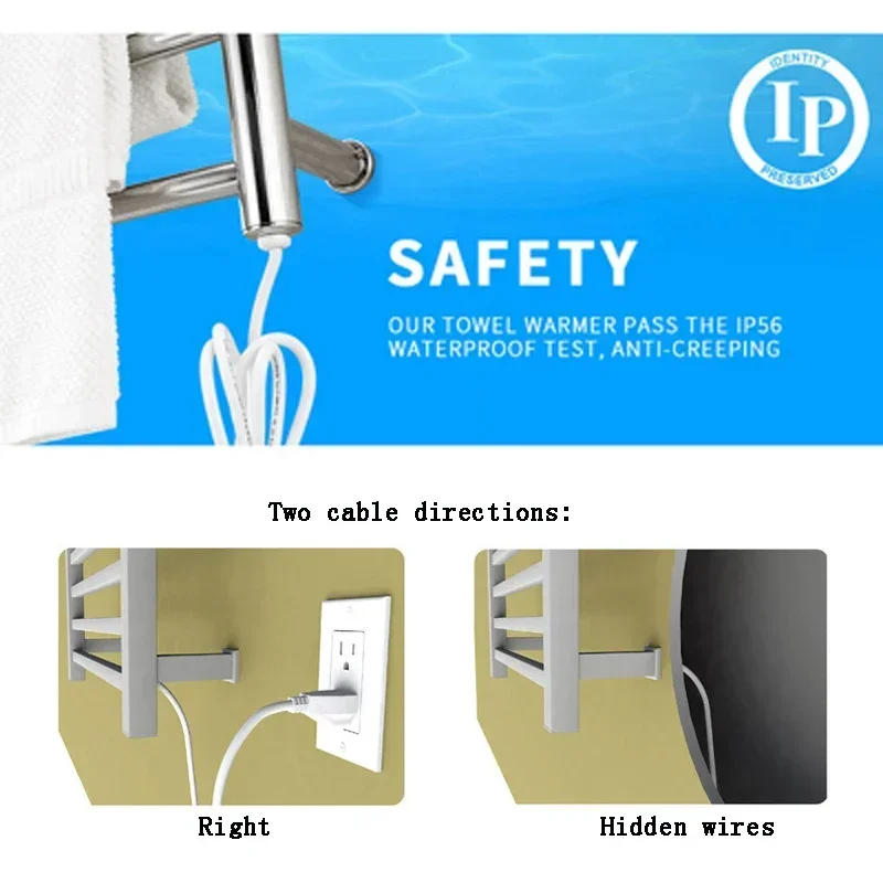 Description Picture 5 of itemElectric Towel Rack 304 Stainless Steel Smart constant temperature 5 min Heated Towel Rail 680*520*300mm Towel Warmer 110V/220V