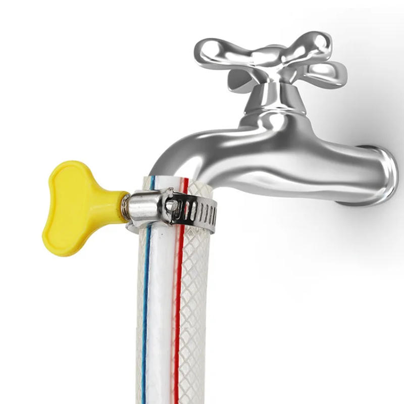 Description Picture 4 of item5 pcs 8-44mm Adjustable Yellow Plastic Handle Hand Twist Hose Clamps Worm Driving 201 Stainless steel Pipe Clips For Tube