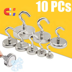 10PCS Strong Magnetic Hooks Multi-Purpose Storage Hooks Home Kitchen Bar Key Universal Hooks Bathroom Hangers Punching Free