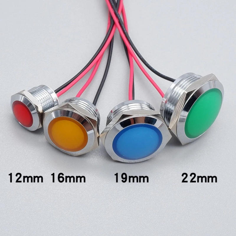 Description Picture 6 of item12mm 16mm 19mm 22mm LED Metal Indicator Light Signal Lamp With Wire 6V 12V 24V 220V Red Yellow Blue Green White Bicolor tricolor