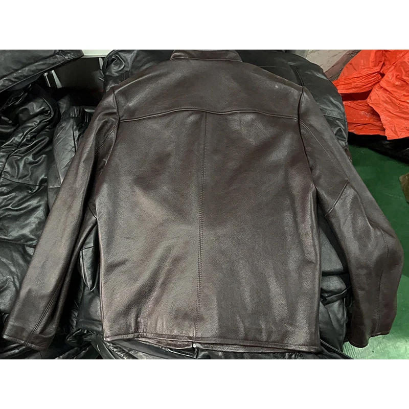 Description Picture 3 of itemCasual Men Leather Jacket Slim Soft Cowhide Leather Mens Jacket Male Skin Coat Spring Autumn Chaqueta De Cuero Para Hombre